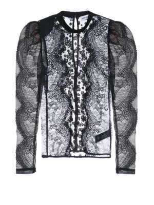 Self Portrait: bluse - Top in pizzo con maniche lunghe a palloncino