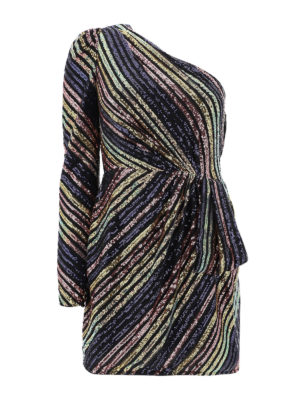 Self Portrait: evening dresses - Sequined one-shoulder dress