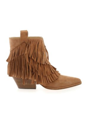 SERGIO ROSSI: ankle boots - Carla ankle boots in light brown with fringes