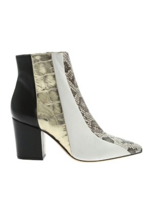 SERGIO ROSSI: ankle boots - Reptile effect ankle boots in black and white