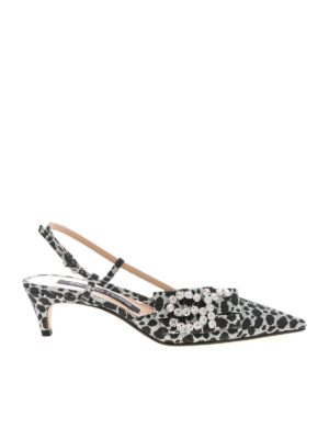SERGIO ROSSI: court shoes - Amimal printed slingbacks in black and silver