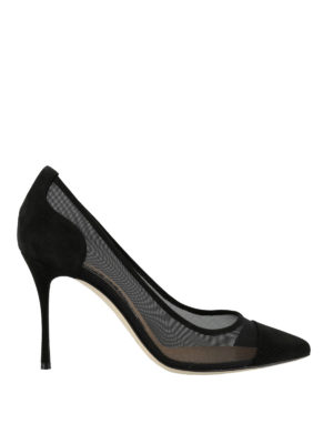 SERGIO ROSSI: court shoes - Godiva suede and mesh pumps