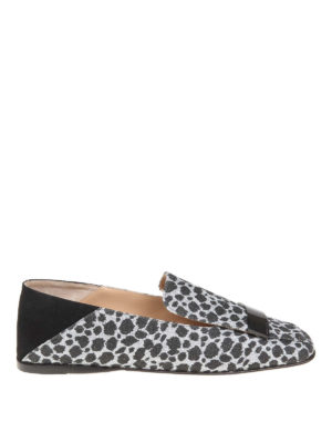 SERGIO ROSSI: Mocassini e slippers - Slipper Sr1 in tessuto animalier glitterato