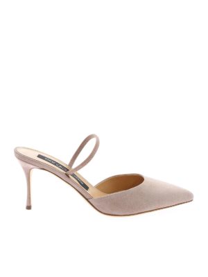 SERGIO ROSSI: mules shoes - Suede pointed mules in powder pink color