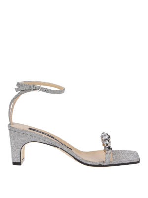 SERGIO ROSSI: sandals - Glitter sandals with maxi rhinestones