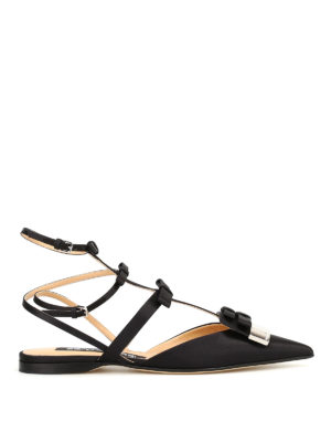 Sergio Rossi: sandals - Logo plaque satin flat sandals