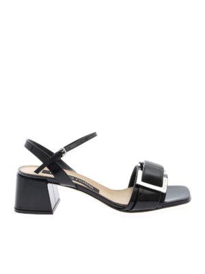 SERGIO ROSSI: sandals - Patent leather sandals in black