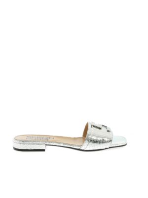 SERGIO ROSSI: sandals - Sergio Logomaniac sandals in silver color