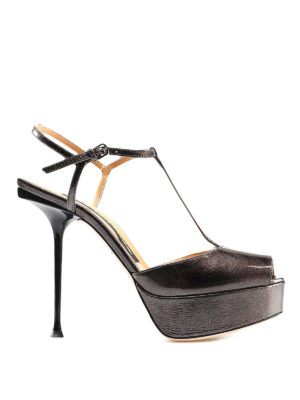 SERGIO ROSSI: sandali - Sandali in pelle laminata lucida