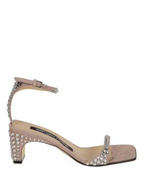 SERGIO ROSSI: sandali - Sandali gioiello sr1 in suede color cipria