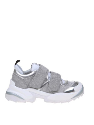 SERGIO ROSSI: trainers - Extreme glitter leather sneakers with straps