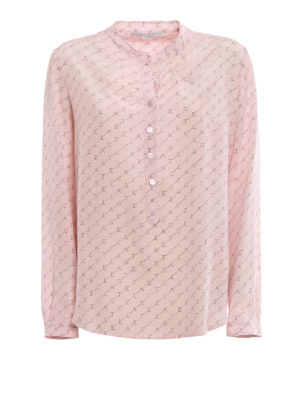 STELLA McCARTNEY: bluse - Blusa in seta con logo all over