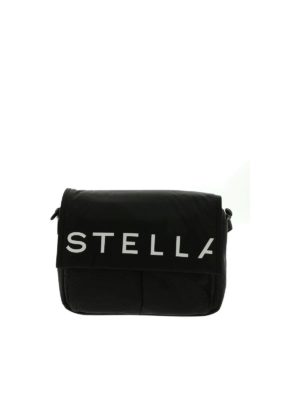 STELLA McCARTNEY: cross body bags - Medium shoulder bag in black with white logo