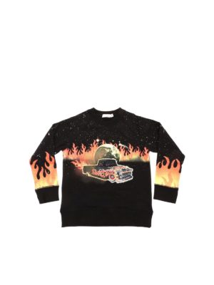 Stella McCartney Kids: Sweatshirts & Sweaters - Black car print sweatshirt