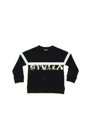 Stella McCartney Kids: Sweatshirts & Sweaters - Black sweatshirt with camouflage logo print