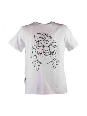 Stella McCartney Kids: t-shirts - Funny Face Angry Fish t-shirt in white