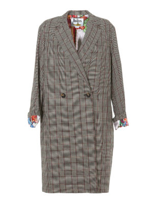 STELLA McCARTNEY: knee length coats - Prince of Wales wool oversized coat