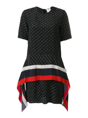 STELLA McCARTNEY: abiti al ginocchio - Abito in seta con stampa logo