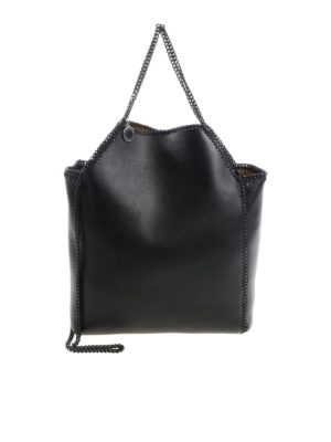 STELLA McCARTNEY: shoulder bags - Black mini tote bag with black chain