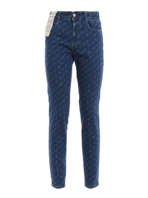 STELLA McCARTNEY: jeans skinny - Jeans in denim con stampa monogramma