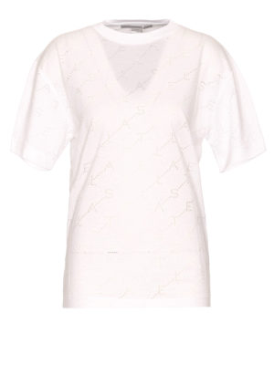 STELLA McCARTNEY: t-shirt - T-shirt in jersey bianco con monogramma