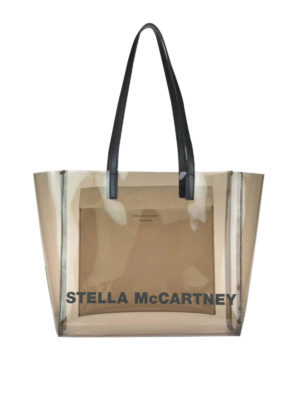 STELLA McCARTNEY: shopper - Shopper trasparente con logo lettering