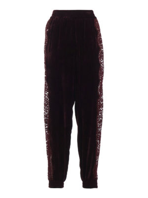 STELLA McCARTNEY: pantaloni sport - Pantaloni della tuta in velluto con pizzo