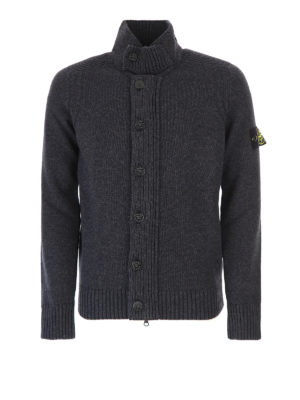 STONE ISLAND: cardigan - Cardigan con collo a lupetto abbottonato