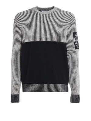 STONE ISLAND: maglia collo rotondo - Pull girocollo mélange e nero