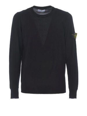 STONE ISLAND: maglia collo rotondo - Maglia girocollo in lana nera