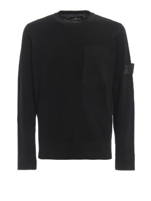 STONE ISLAND: crew necks - Cotton crewneck with patch pocket