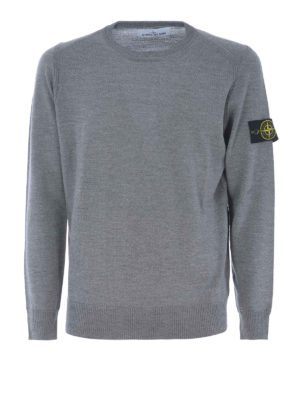 STONE ISLAND: maglia collo rotondo - Girocollo in lana grigio melange