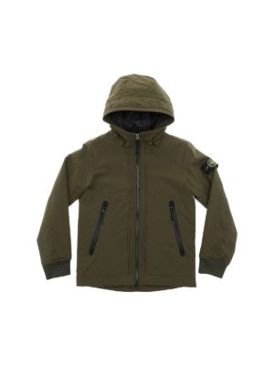 Stone Island Junior: casual jackets - Army green padded jacket in Primaloft