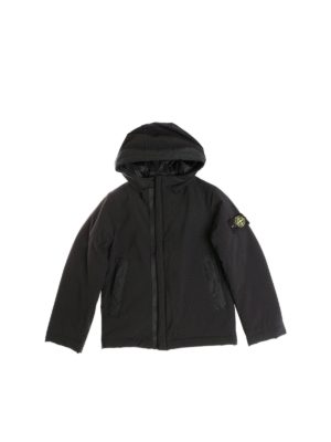 Stone Island Junior: casual jackets - Black padded jacket with logo