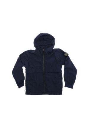 Stone Island Junior: casual jackets - Blue hooded jacket