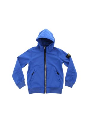 Stone Island Junior: casual jackets - Blue hooded jacket