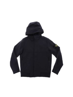 Stone Island Junior: casual jackets - Blue jacket with removable logo