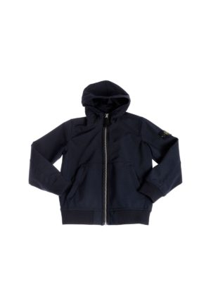 Stone Island Junior: casual jackets - Dark blue jacket with hood