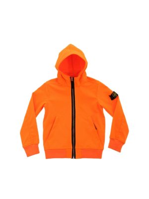 Stone Island Junior: casual jackets - Removable logo jacket in neon orange color