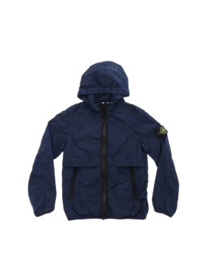 Stone Island Junior: casual jackets - Technical fabric jacket in blue
