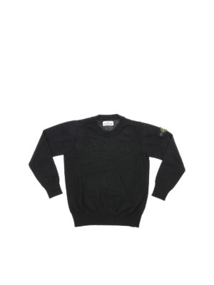 Stone Island Junior: knitwear - Black wool pullover