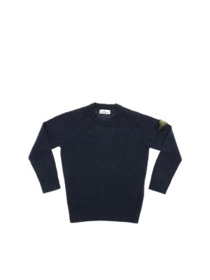 Stone Island Junior: knitwear - Blue wool pullover