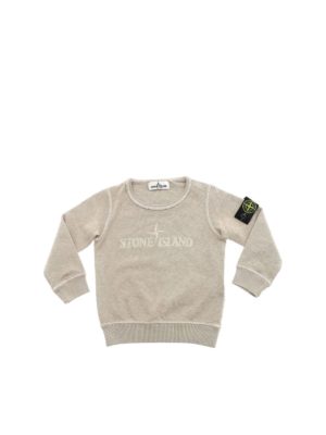 Stone Island Junior: knitwear - Branded pullover in faded sand color