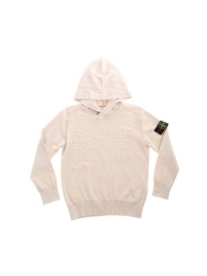 Stone Island Junior: knitwear - Hooded sweater in sand color