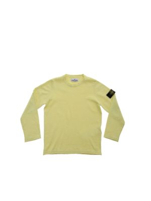 Stone Island Junior: knitwear - Logo patch crew-neck pullover in neon yellow