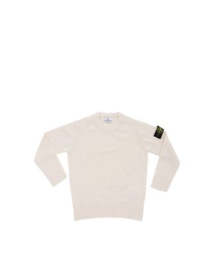 Stone Island Junior: knitwear - Wool pullover in white