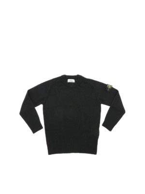 Stone Island Junior: knitwear - Wool viscose and cashmere pullover in black