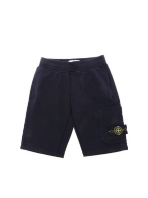 Stone Island Junior: shorts - Blue bermuda with Stone Island logo