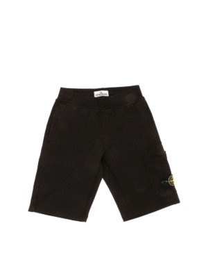 Stone Island Junior: shorts - Logo patch bermuda in black