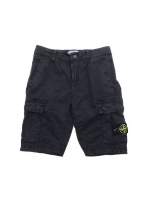 Stone Island Junior: shorts - Logo patch bermuda in blue